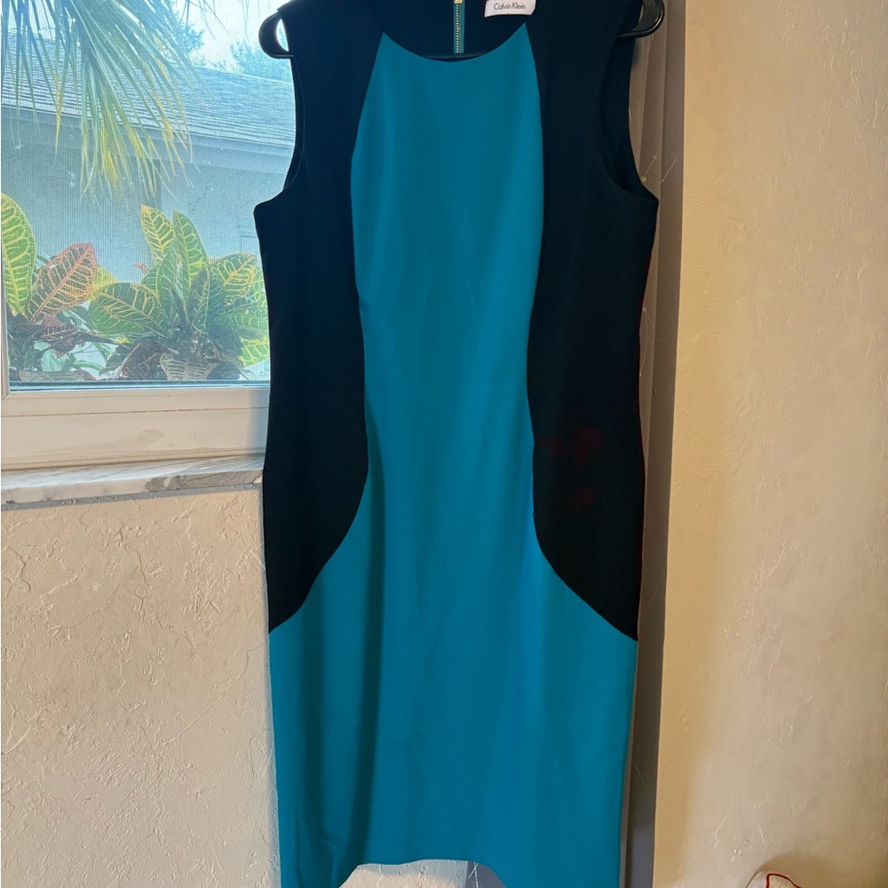 Calvin Klein Black and blue Midi Dress
